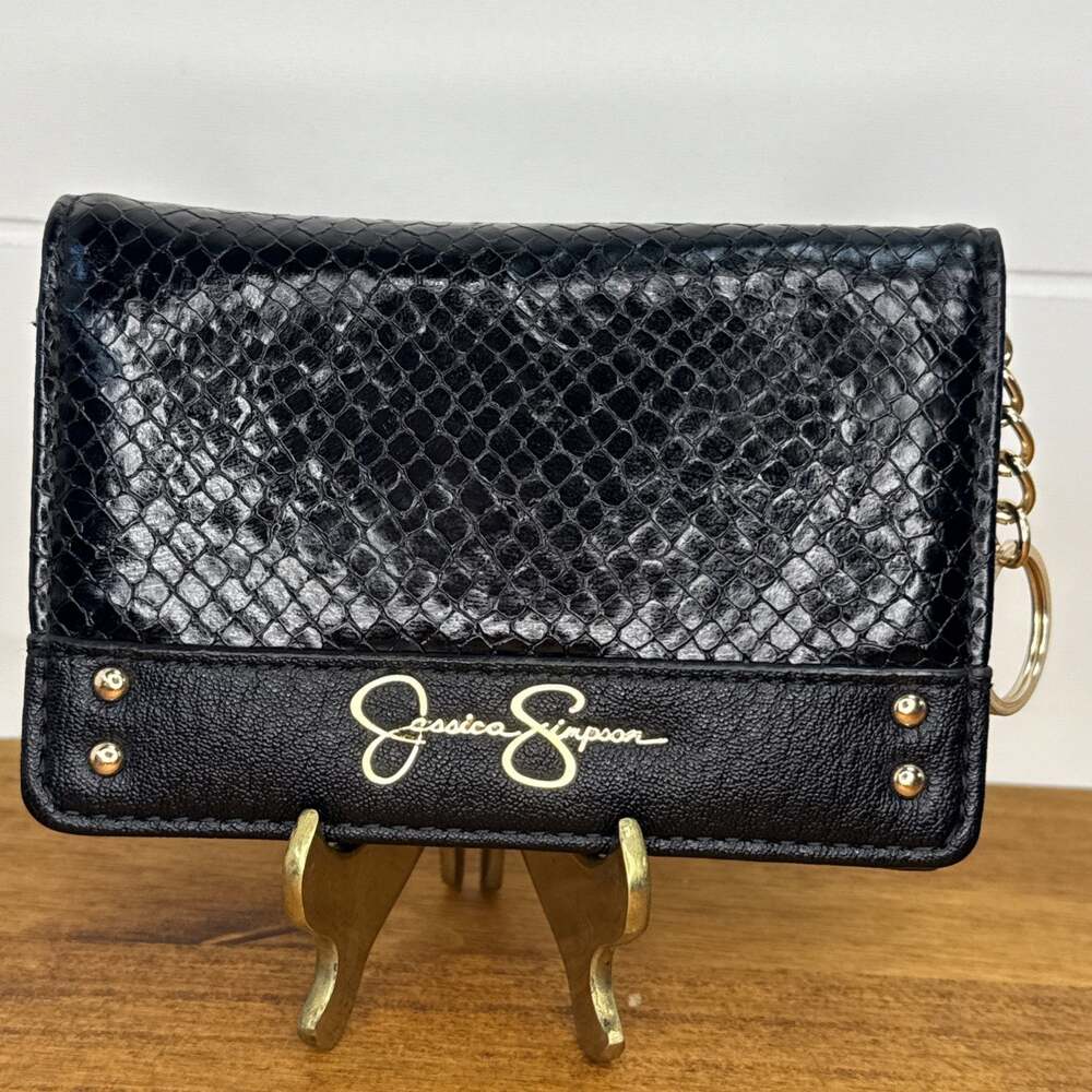 Jessica Simpson Python Print Small Wallet Keychain Black NWOT - Picture 9 of 16